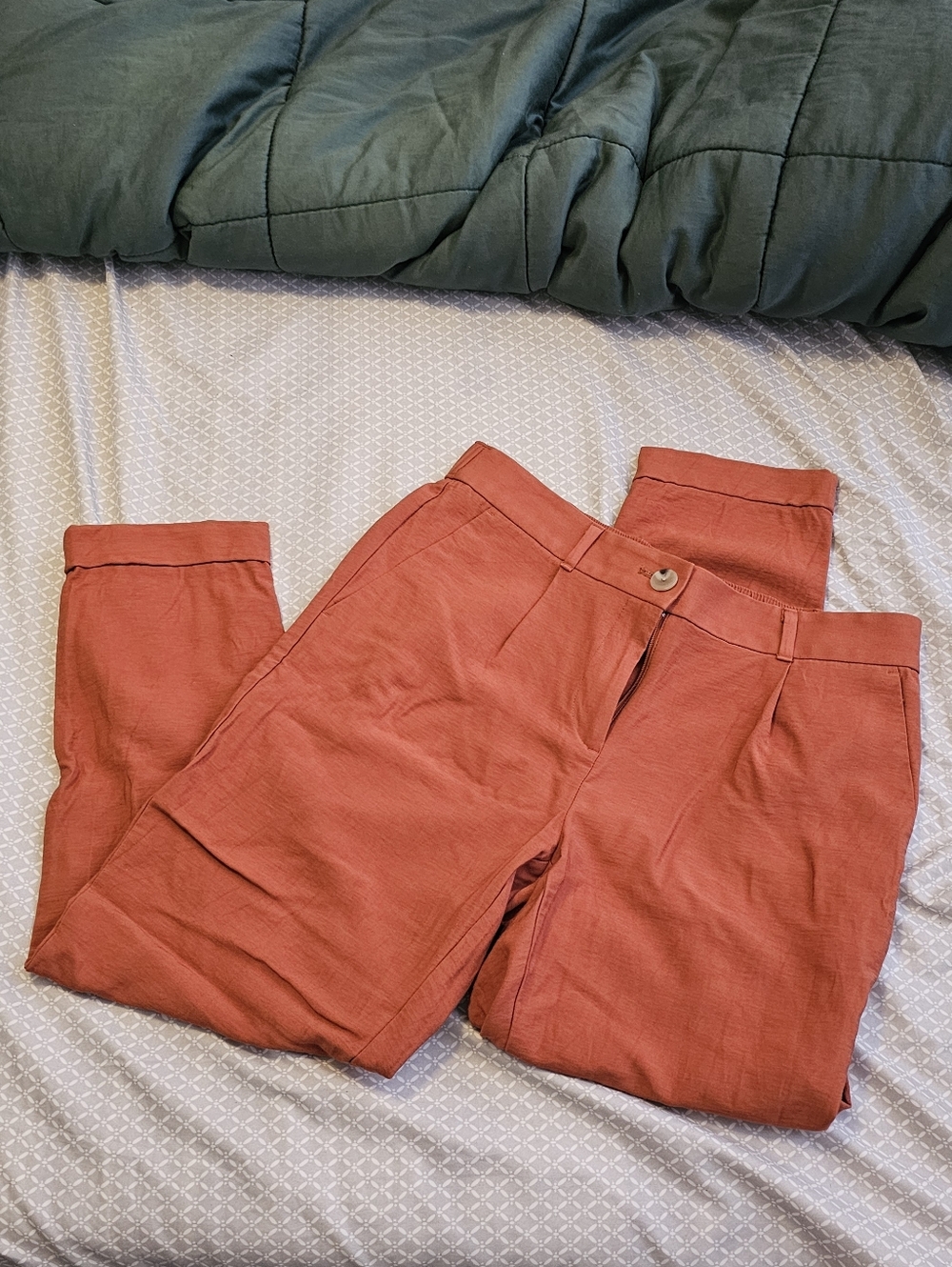 LOFT Rust Orange High-Waist Trousers